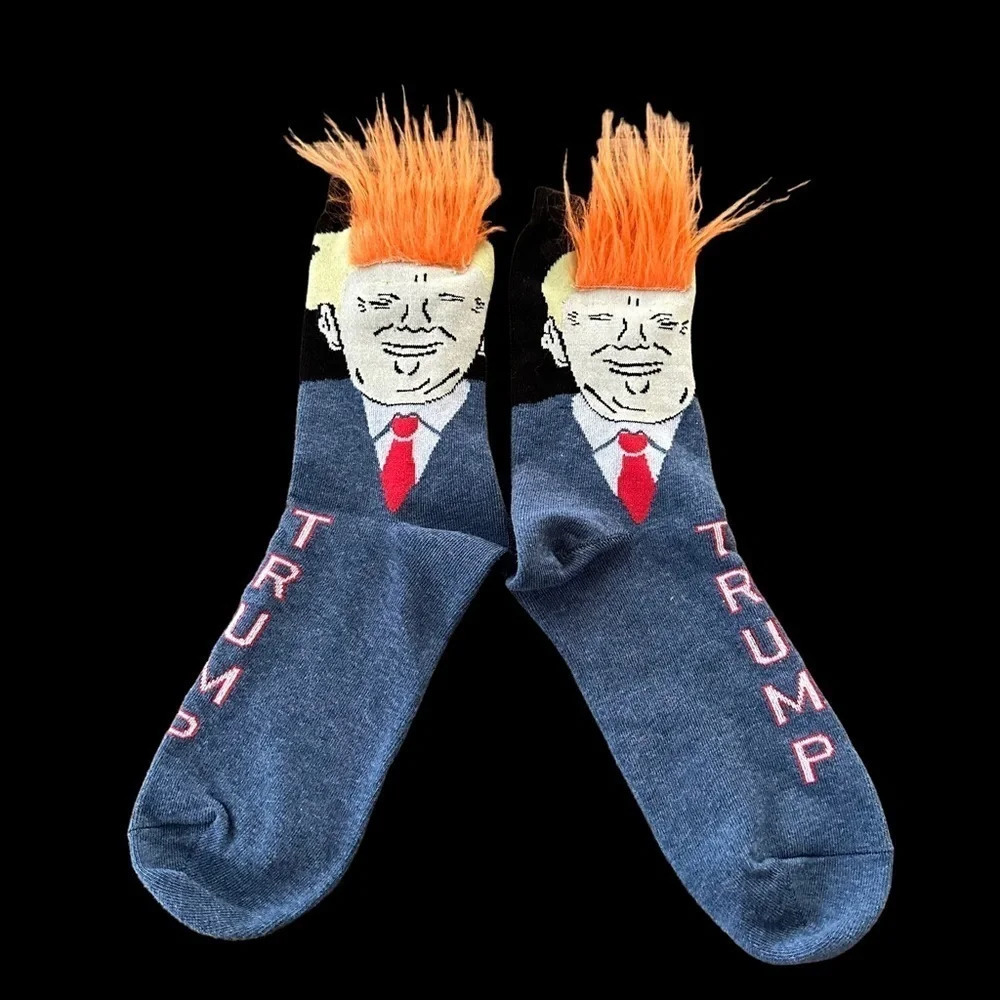 New without tags TRUMP Socks Novelty Funny Gag Gift Mens Womens blue Red